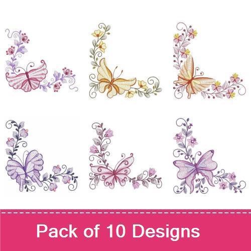 Rippled Elegant Butterfly Embellishments Bundle – Butterfly Corner with Flowers, Purple Butterfly Corner, & More (10 Designs)