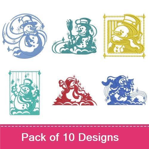 Whimsical Snowman Embroidery Designs Bundle – Snowman with Scarf, Chubby Snowman, Laughing Snowman & More (10 Designs)