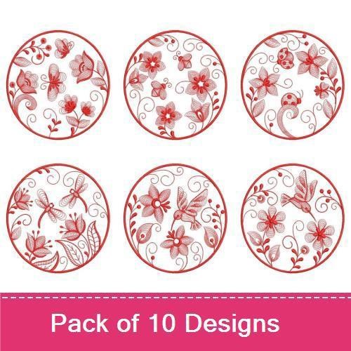 Redwork Rippled Garden