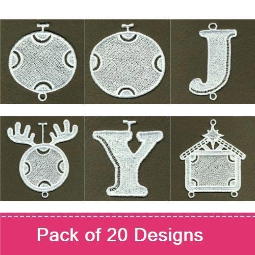 FSL Christmas Ornaments Embroidery Bundle – Snowman, Reindeer, Angel & More (20 Designs)