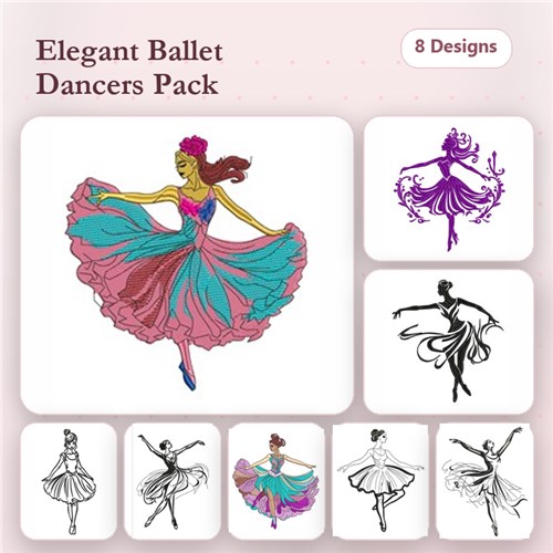 Ballet Dancer Embroidery Bundle – Elegant Designs (8 Designs) Ballet Dancer Embroidery Bundle – Elegant Designs (8 Designs)