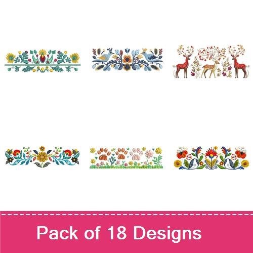 Floral & Deer Embroidery Bundle – Nature Inspired Designs (18 Designs)