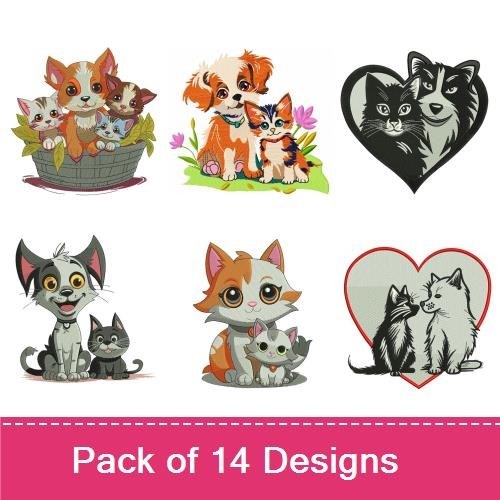 Dog & Cat Embroidery Bundle – Adorable Pets (14 Designs)
