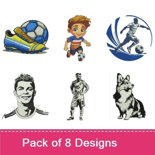 Soccer Player & Corgi Embroidery Bundle – Sports Designs (8 Designs)