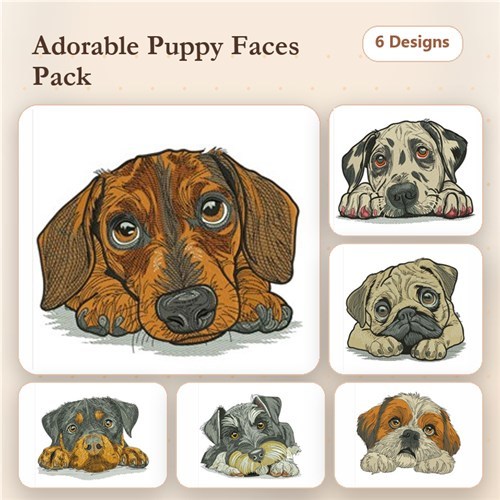 Dogs Embroidery Designs Bundle – Dachshund, Pug, Rottweiler, Dalmatian & More (6 Designs)