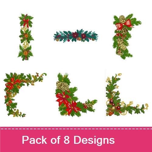 Christmas Floral Designs Bundle – Red Holly Sprig, Greenery Wreath, Holly and Berries & More (8 Designs)