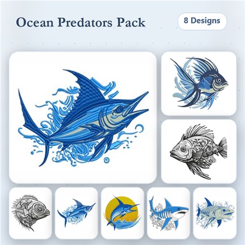 Ocean Predators Embroidery Bundle – Fish Designs (8 Designs) Ocean Predators Embroidery Bundle – Fish Designs (8 Designs)