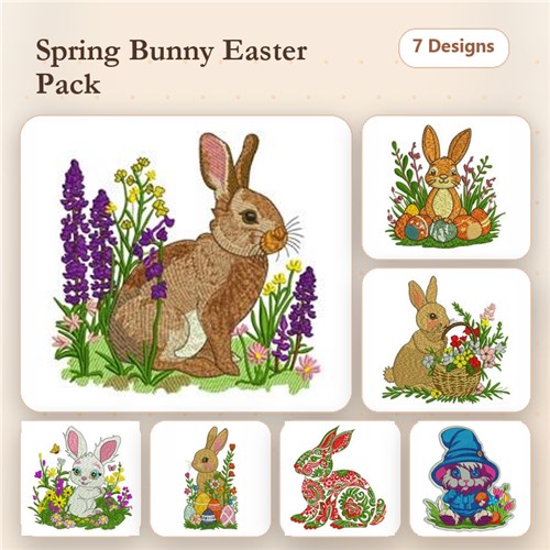 Spring Bunny Embroidery Bundle – Easter Designs (7 Designs) Spring Bunny Embroidery Bundle – Easter Designs (7 Designs)