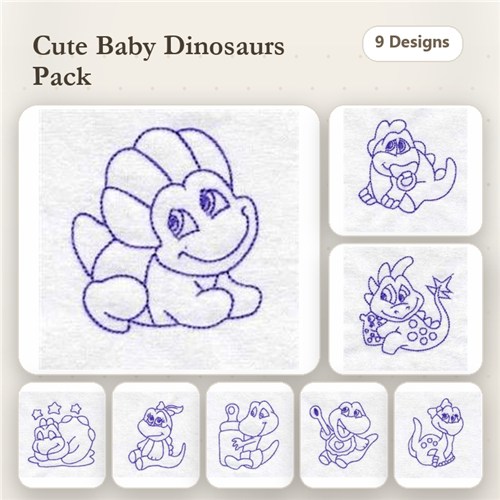 Baby Dinos Redwork