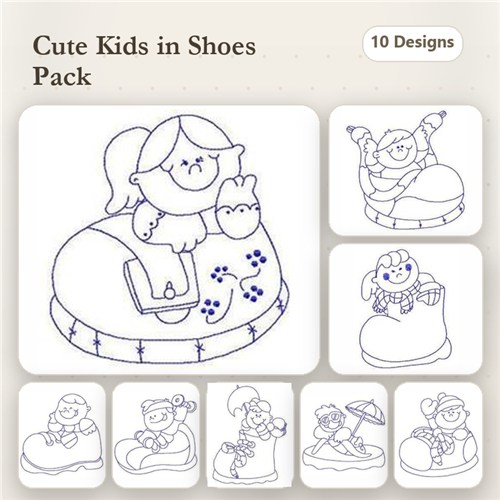 Bluework Kids In Shoes