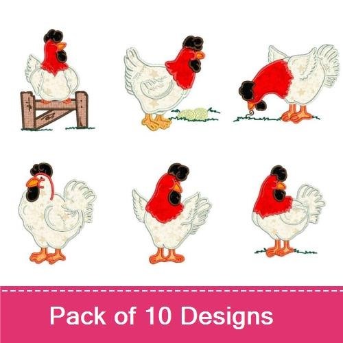Applique Chickens
