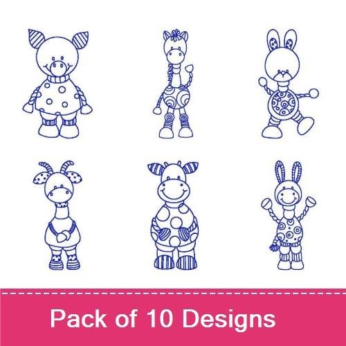 Pig, Giraffe & Bunny Embroidery Bundle – Cute Animal Designs (10 Designs)