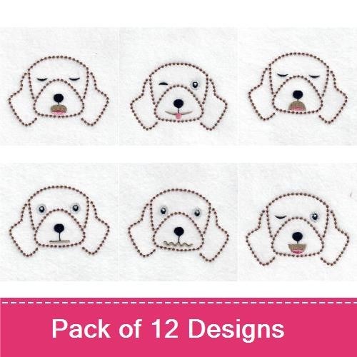 Dog Face Embroidery Bundle – Cute Expressions (12 Designs)