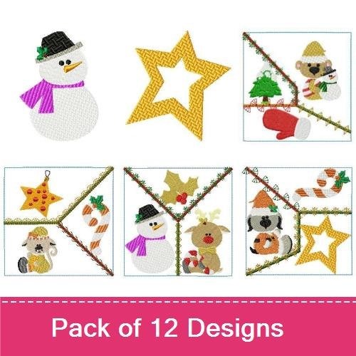 Snowman & Holiday Ornament Embroidery Bundle – Festive Designs (12 Designs)