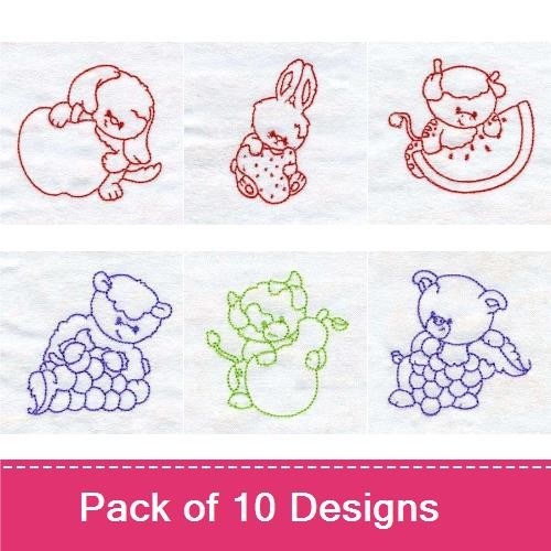 Cute Animal Embroidery Bundle – Bunny, Bear & Lamb (10 Designs)