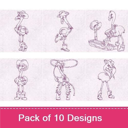 Flamingo Cowboys Redwork
