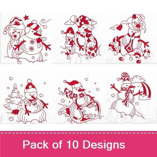 Redwork Snowman