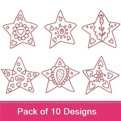 Redwork Stars