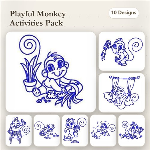 Monkey Trouble Bluework