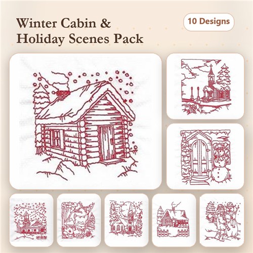 Redwork Winter