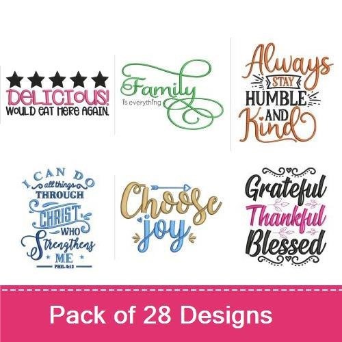 Inspirational Quotes Embroidery Designs Bundle – I Can Do All Things Through Christ, Be the Reason Someone Smiles & More (25 Designs)