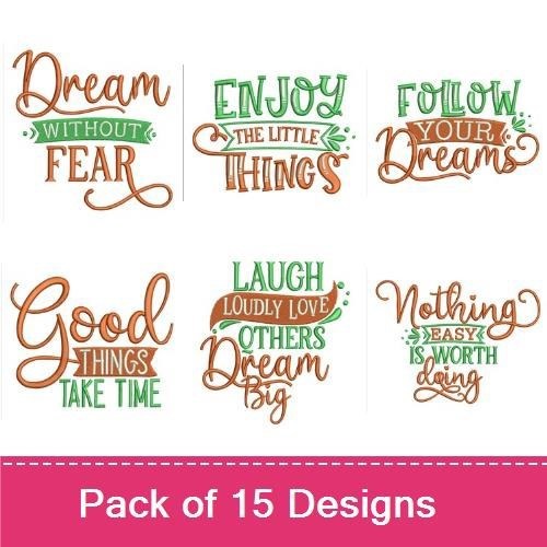 Inspirational Quotes Embroidery Designs Bundle – Always Be Kind, Be the Reason Someone Smiles Today, & More (15 Designs)