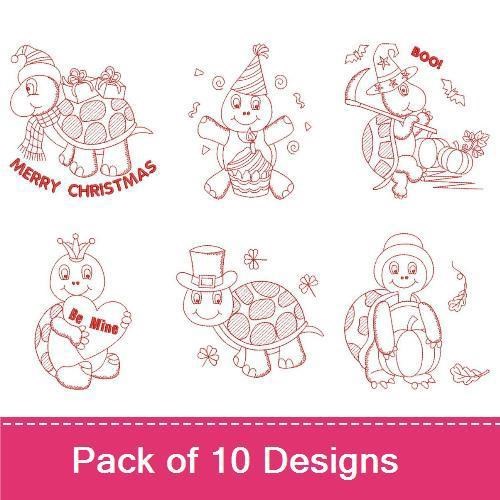 Redwork Holiday Turtle