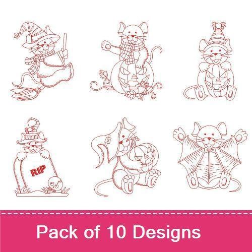 Redwork Halloween Mouse