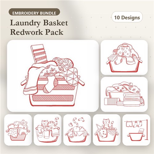 Laundry Basket Redwork Laundry Basket Redwork