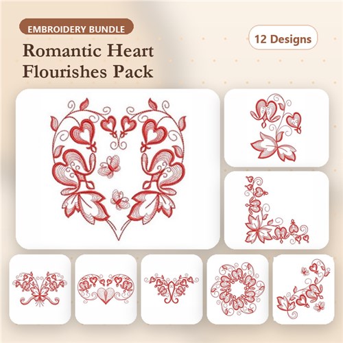 Redwork Bleeding Hearts