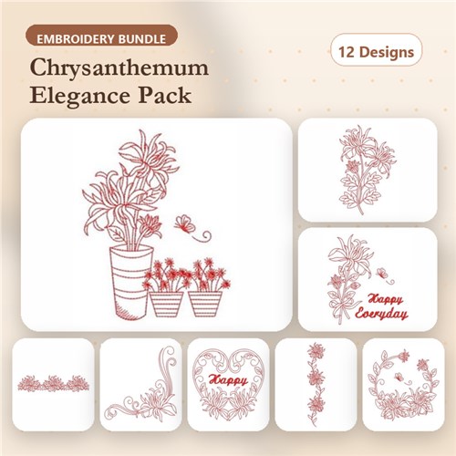 Redwork Chrysanthemum