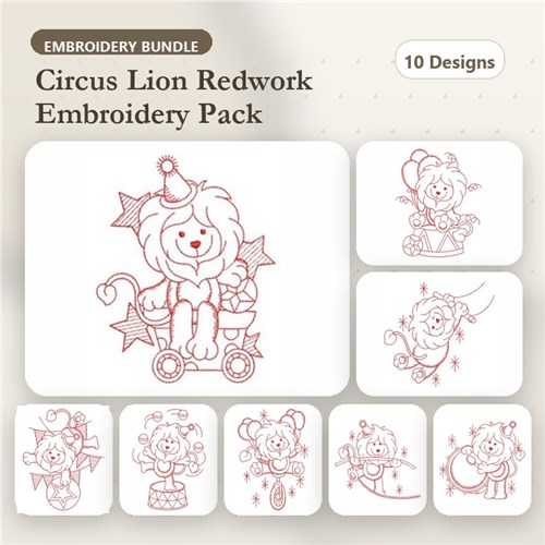 Redwork Circus Lion