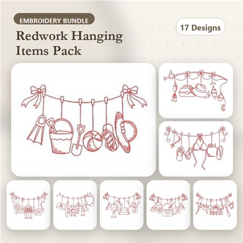 Redwork Clothesline