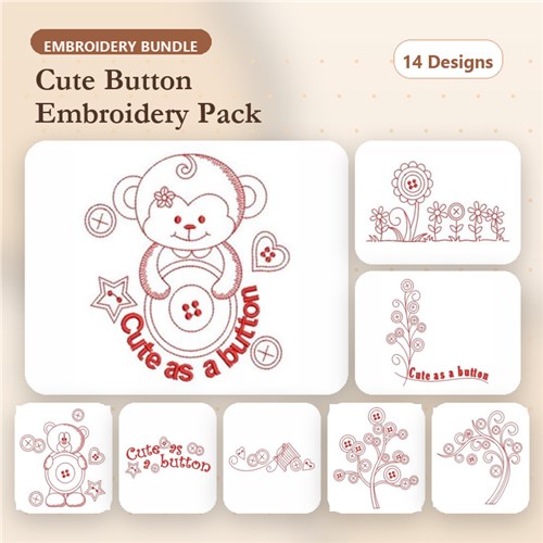 Redwork Cute As A Button