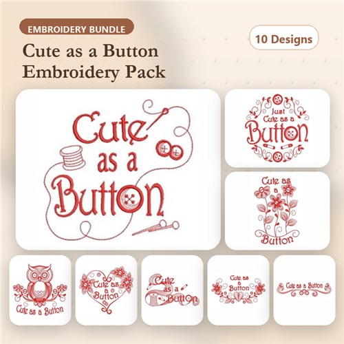 Redwork Cute as a Button
