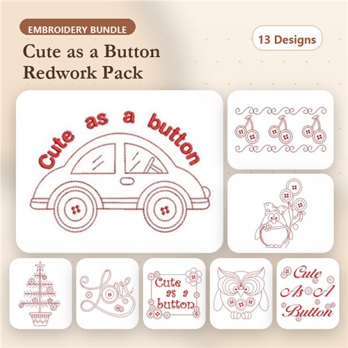 Redwork Cute As Button