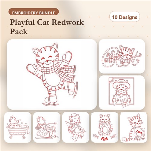 Redwork Cute Cat