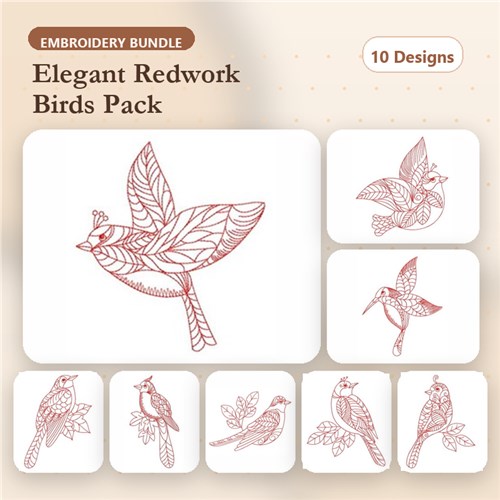 Redwork Doodle Bird