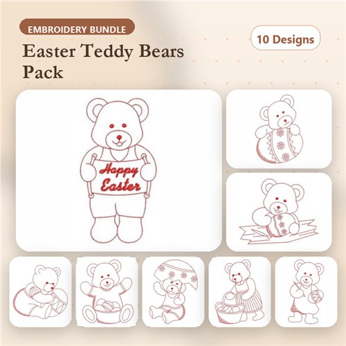 Redwork Easter Bear