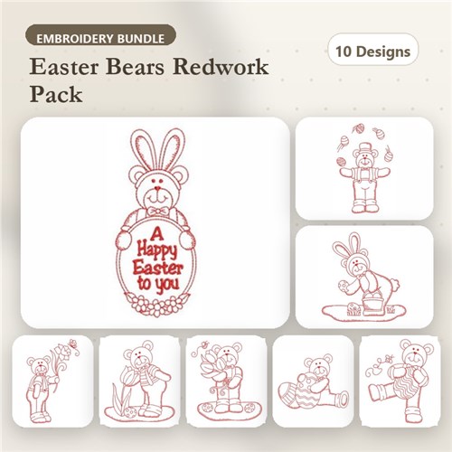 Redwork Easter Bear