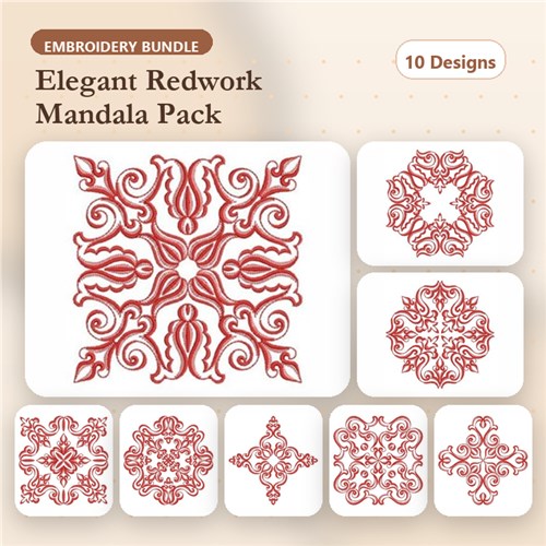 Redwork Feather Blocks