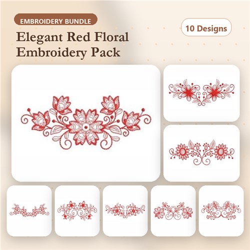 Redwork Flower Border