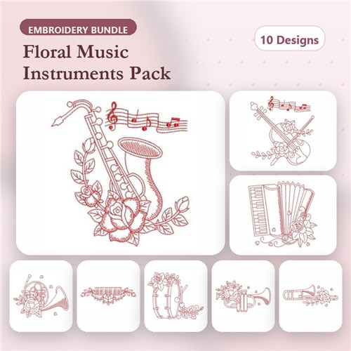 Redwork Flower Musical Instruments Redwork Flower Musical Instruments