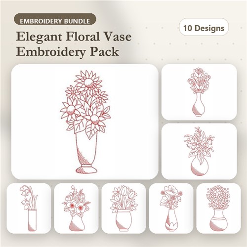 Redwork Flower Vases