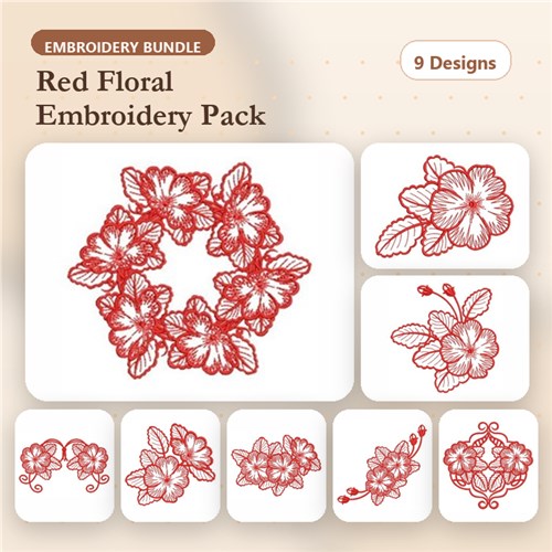 Redwork Flowers 3