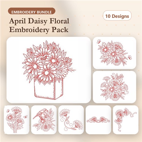 Redwork Flowers 4