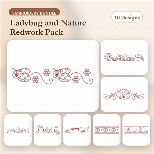 Redwork Ladybug Borders