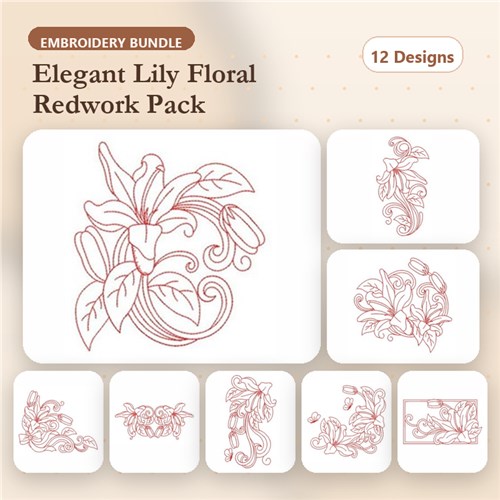 Redwork Lily