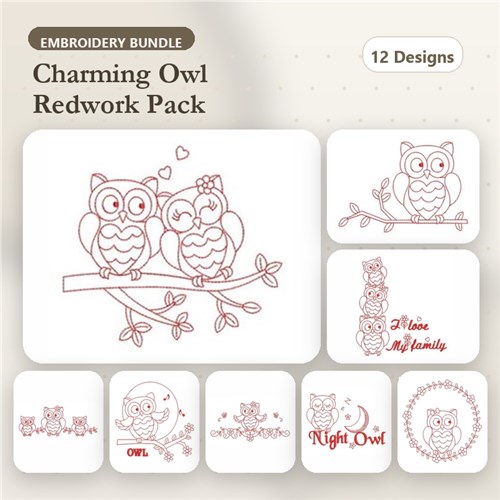Redwork Owls