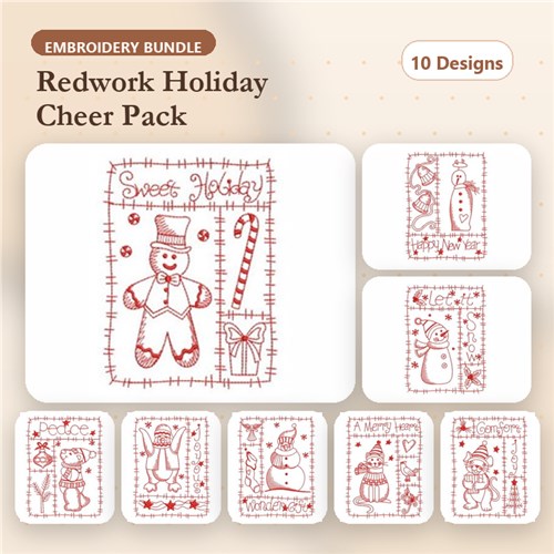 Redwork Patchwork Holiday